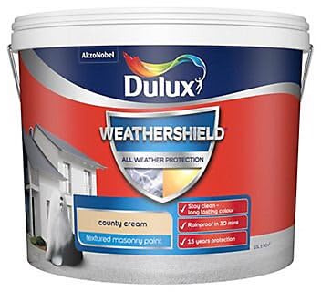 Dulux WPE Weathershield County Cream Textured Masonry Paint 10L | Exterior Wall & Render Paint | Weather Resistant | Long-Lasting Protection
