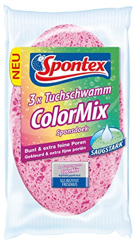 Spontex Tuchschwamm ColorMix, - Extra saugstark & reißfest -3 Stück ( 1er Pack)
