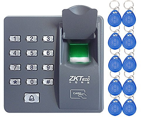 LIBO Tastiera Biometrica per il Controllo Dell'accesso Delle Impronte Digitali, 500 Utenti, con 10 pz portachiavi di prossimità RFID 125KHz, per Sistema di Serratura Elettrica Casa/UfficioTastiera
