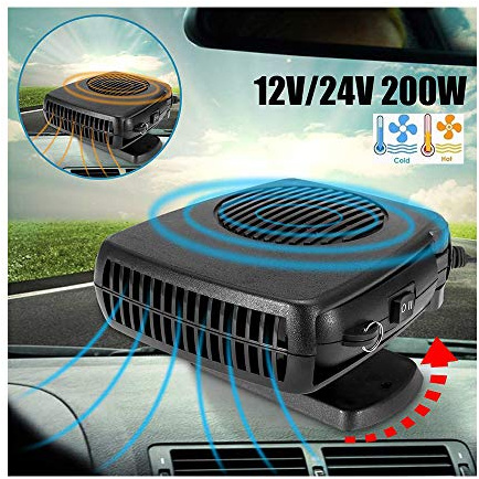HOXMOMA Stufetta Portatile per Auto 12v 200W, Auto Termoventilatore, Riscaldamento Auto, Sbrinatore Auto 2 in 1 Riscaldatore per Auto Demister Sbrinatore Ventilatore Veicolo,12V