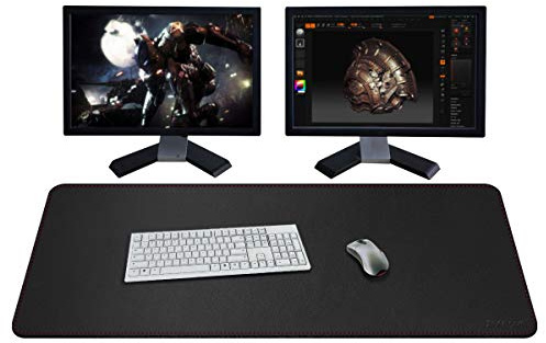 ZORESYN PU Leder Schreibtischunterlage XXL Tischmatte 110x50cm Schwarz | Rutschfest, Büro-Matte mit Rollband, Premium Tischschoner für Gaming & Homeoffice, Wasserdicht, Anti-Kratz