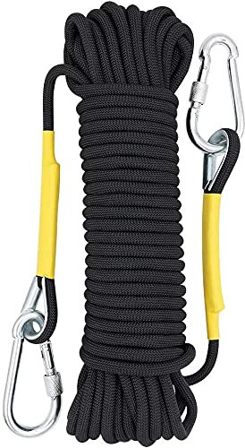 X XBEN Multi-use 8mm 10m Outdoor Rope Home Emergency Escape Ropes, Black Multifunctional Cord Safety Rope for Magnetic Fishing Hiking Caving Camping