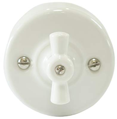 Interruptores de Luz porcelana Vintage Retro250V,10A, para cable trenzado textil Aisladores Blanco