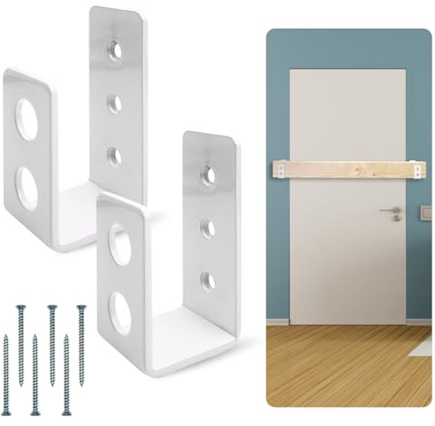 SecurityMan Heavy Duty 2x4 Door Barricade Brackets - Kick Proof Up to 700lbs, Install in Minutes -(2pc) Thick 3.5mm Iron Metal U Bracket - Gate Bar Holder for Indoor/Outdoor Door Security Brace Bar