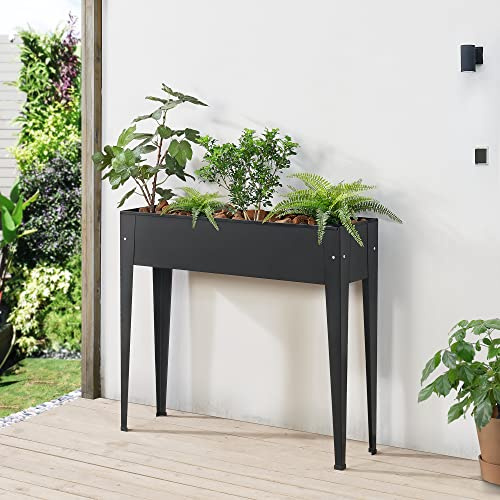 [en.casa] Aiuola Rialzata per Balcone/Terrazza (LxPxA): 98 x 25 x 82 cm Fioriera Alta, Portapiante, Struttura in Acciaio - color Antracite