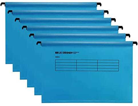 Hotyin Foolscap Suspension Files, 12PCS Hanging File Folder, Blue | Filing Cabinet Suspension Files with Tabs and Card Inserts, Polypropylene, for Home Office Organization
