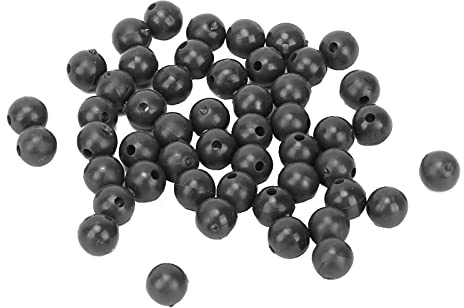 plplaaoo 50 Stück 8 mm Angelperlen, Space Beans Set Silica Gel Angelschnur Stopper Kollisionsvermeidung Bohnen zum Angeln(Schwarz)