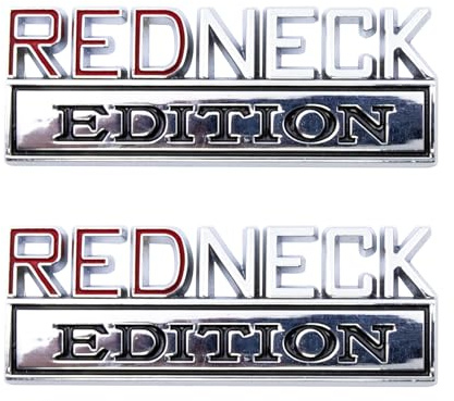 Forten Kingdom 2 Stück Word Redneck Edition Auto LKW Kotflügel Tür Seite 3D Buchstaben Namensschild Emblem Aufkleber Aufkleber 80 x 30 mm Außendekoration Zubehör (Chrom Schwarz)