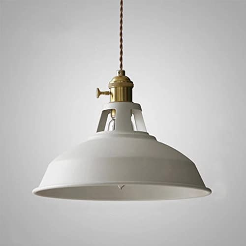 Mengjay Lampada a Sospensione,Vintage Industriale E27 Plafoniera Retro pendente,Lampada a Sospensione in metallo per Cucina Sala da Pranzo soffitta caffè bar ristorante soggiorno (Bianco)