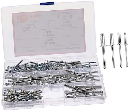Angoily 140pcs Aluminum Rivets Assortment Kit Rivets for Use Smooth Polished Finish for Construction and Repair Projects