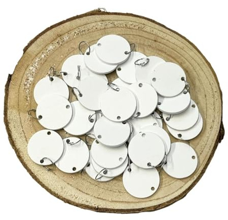 Bada Bing Holzscheiben weiß - 40 Stück runde Scheiben zum Basteln Erweiterungsset - Ø ca. 3 cm - 2,5 mm dick - Naturholzscheiben zum Beschriften für DIY Geburtstagskalender Scheiben inkl. Metallringe