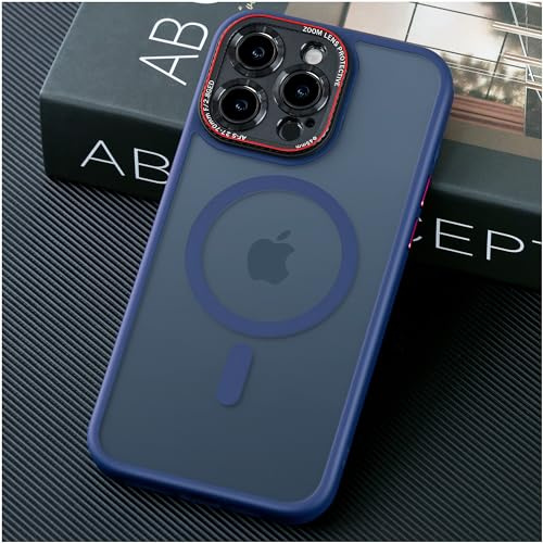 JUESHITUO Verteidiger Serie für iPhone 15 Pro Hülle für MagSafe (Mit Integrierter Kameraschutz) [TOP N56 Starke Magnete] Stoßfest Kratzfest Matt Handyhülle iPhone 15 Pro Case Titan Blau - 6,1