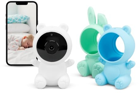 Garza Kids - 1080p HD babyvaktkamera med temperatursensor, Nattvision, gråta upptäckt, Nanas, Vitt ljud och WiFi 2,4 GHz. (3 fodral + stativ)
