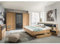 Schlafzimmer Set 5-teilig mit Bett 160x200, LED-Beleuchtung, Schwebetürenschrank 273cm mit Passepartout, Bettschubkästen, Kommode in Graphit mit Eiche Modern