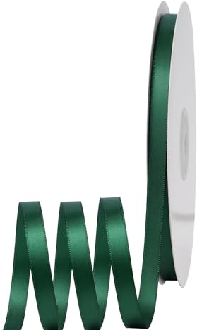 Satinband DunkelGrün 6mm Breit, 91m Fein Schleifenband Dekoband Seidenband für Dekoration Handwerkskleid Hochzeit Geburtstag