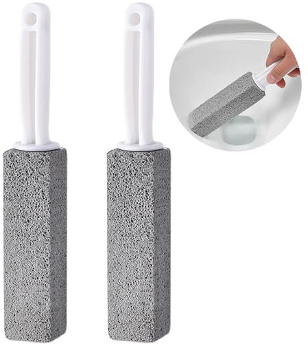 Zuofan 2 Pieces Pumice Stone Cleaning Stone with Handle, Blocks Pumice Stone for Toilet, Pumice Stone Toilet Cleaner for Brushes Stains, Pumice Stone for Toilet, Toilet Cleaning Stone with Handle, for