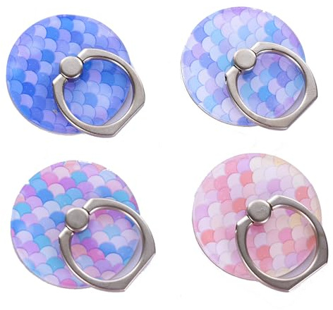 4Pack Cute Phone Ring Holder, Mermaid Scale Sea Shell 360 Rotation Finger Ring Stand Kickstand Grip Mount for Cellphones (Mermaid)