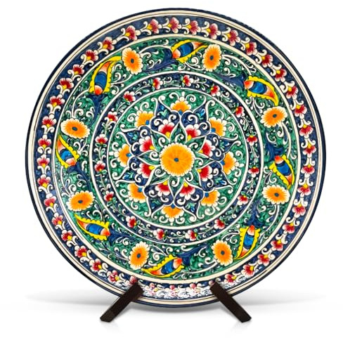 ZARENHOFF KaraKalam R2 Lagan Ljagan Teller Rishtan Rischtan Handarbeit Keramik Plate Handgemalt Keramikteller Oriental Kazan Schale (42 cm)