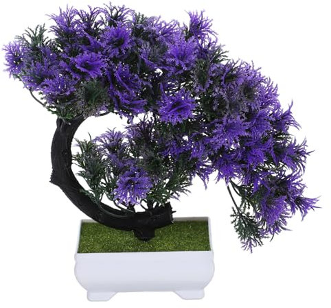 HOMOCONO Künstliche Bonsai-Pflanze Im Topf Purpurfarbener Lotus Pflegeleichte Dekoration Für Wohnzimmer Büro Schlafzimmer Und Küche Für Stilvolle Inneneinrichtung