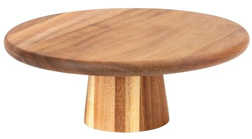 E-ROOM TREND Présentoir à cupcakes en bois à 1 niveau | Moyen | Support à dessert en bois avec piédestal | Plateau de service | Pour fête d'anniversaire thé de l'après-midi fête prénatale (MDP01M)