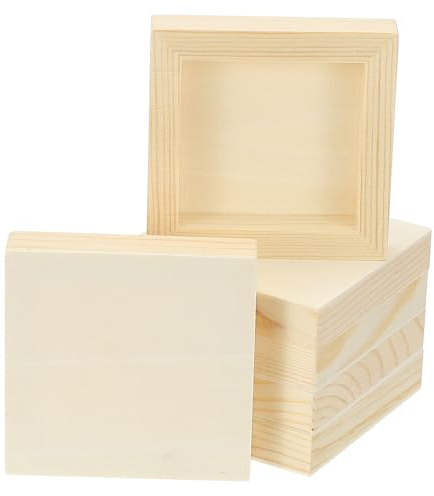 PATIKIL 4 x 4 Inch Wood Canvas Panels, 6pcs Unfinished Wooden Frame Square Art Board for Crafts Oil Paint Pouring Acrylics Painting DIY