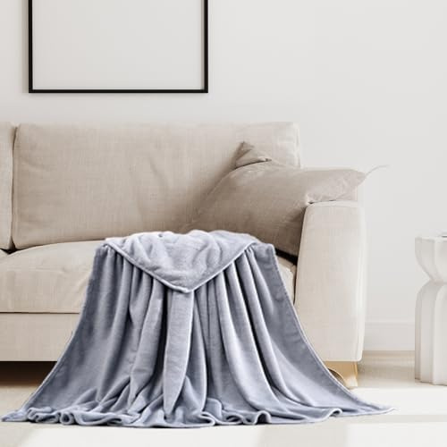 STGAO Coperta Pile 80 x 150 cm Quattro Stagioni Multiuso Coperta Divano 100% Cotone - per Letto Divano, Poltrona, Grigio Chiaro