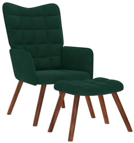 vidaXL Relaxsessel mit Hocker Dunkelgrün Samt