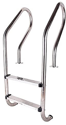 Swimming Pool Handrail, 304 Stainless Steel Pool Ladder, Suitable for 0.6-0.9m Deep Garden Backyard Swimming Pool/Silver/1.2mm