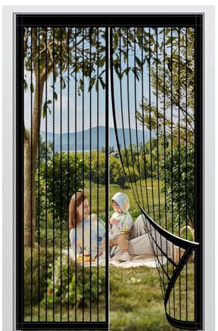 Zanzariere Magnetiche per Porte Finestre 135 x 224 cm Si Chiude da Sola Zanzariere Magnetiche Nessun Attrezzo Richiesto Adatto a Bambini e Animali Domestici, Nero