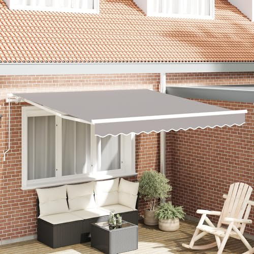 Tidyard Manuelle Einziehbare Markise Hellgrau 350x250 cm, gelenkarmmarkise