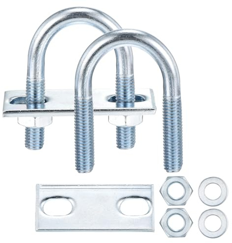 METALLIXITY U Bolts 4 Sets (5/16(M8) x1.06x2.32), Round U Bolt Kits Carbon Steel with Accessories - for Construction, Pipe, Trailer, Automotive, Leaf Spring Fastener | with Accessories - for Construction, Pipe, Trailer, Automotive, Leaf Spring Fastener