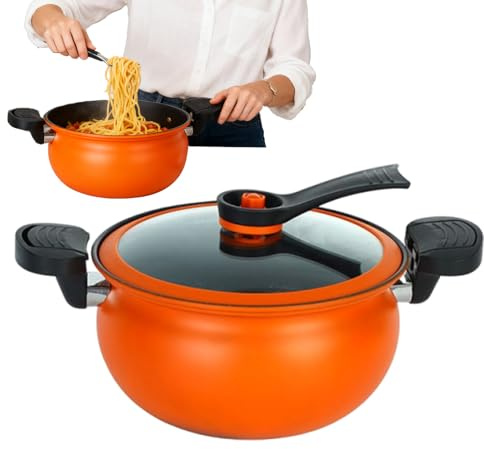 Casseruola antiaderente – Pentola profonda 23,5 x 23,5 x 18,5 cm, pentole di grande capacità, coperchio visibile, manici doppi laterali | Custodia per fornello a induzione elettrica in