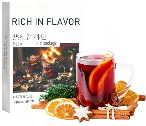 Kit de Especias para Vino Caliente, 2 Sobres Premedidos con Canela, Clavo, Anís Estrellado y Cardamomo para Preparar Fácilmente un Glühwein Tradicional y Bebidas Festivas.