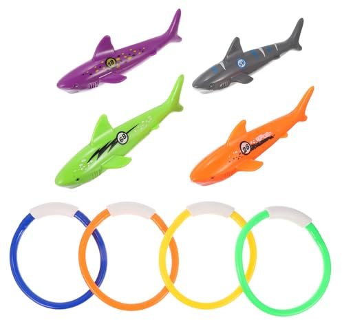 MOLUCKFU 8 Pezzi Giocattoli Subacquei per Anelli da Immersione Piscina in Sicura Colorati per Allenamento Nuoto e Giochi Estivi