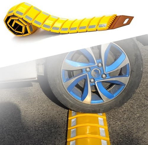 Dosso Artificiale per Garage, Dossi Artificiali Portatile, Dosso Rallentatore di Velocità Pieghevole, Dossi Stradali in Plastica e Gomma per Strade Sterrate Asfalto Cemento(5 m/16.4 ft)