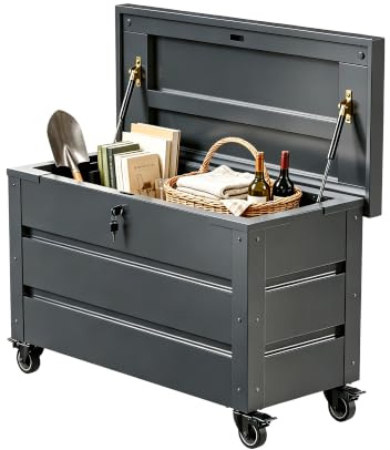 FlairVibe Gartenbox aus Metall mit Rädern und Schlössern 530L 132x62x65cm
