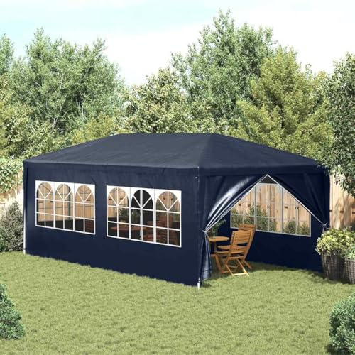 Mokuyary Mottagningstält 3 x 6 m blått mottagningstält, trädgårdspaviljong lusthus lusthus för camping, evenemang, terrasser, festivaler