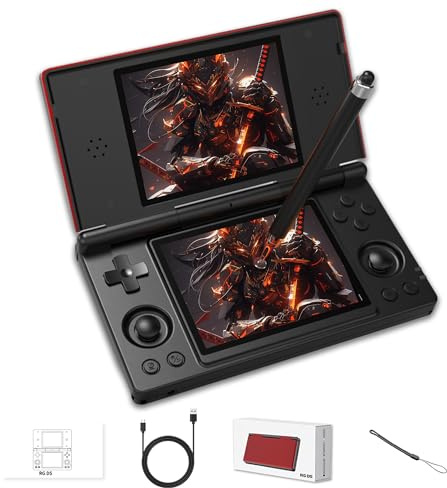 Retro Games Console with Capacitive Stylus Retro Handheld Game Console,Android 14,Foldable 4 inch Dual-Screen Handheld Games Consoles,2.4+5G WIFI&Bluetooth 4.2,4000mAh Battery(Black and Red)
