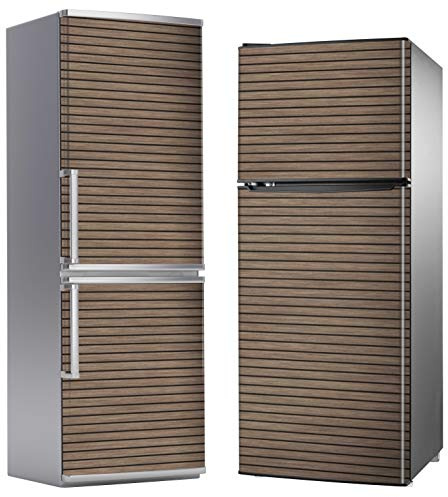 MEGADECOR Vinile adesivo decorativo per frigorifero con motivo foglie di legno teak nautico, varie misure (185 cm x 70 cm)