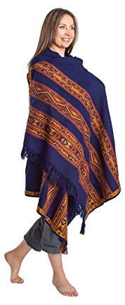 Meditationstuch oder Meditationsdecke, Wollschal oder Wickeltuch, Oversize Schal oder Stola, Wollüberwurf, indische Decke, Unisex - Blau -