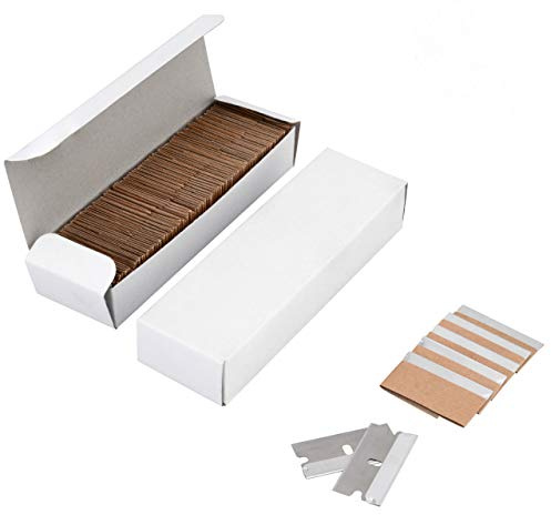 JIKIOU 200PCS Single Edge Razor Blades, Industrial Scraper Razor Blades, One Edge Razor Blade, Replacement Box Cutter Blades, Suitable for Removing Labels, Decals, Stickers