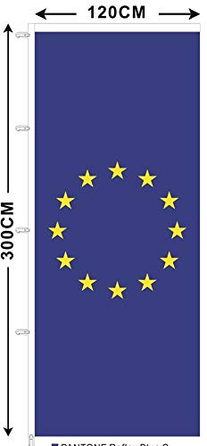 EU Flagge 120x300 cm Europa Fahne Stoff 110g/qm für Fahnenmasten mit Ausleger