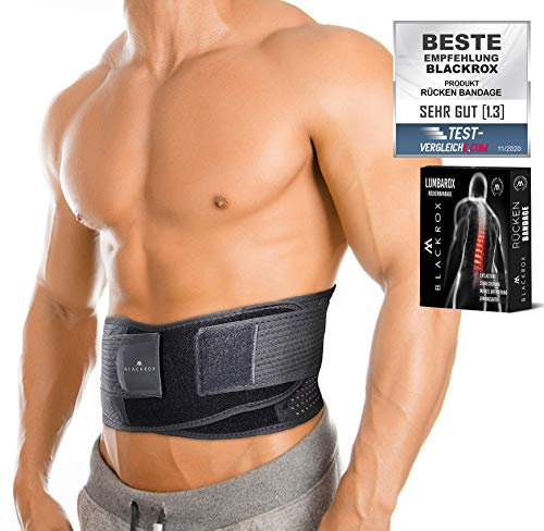BLACKROX Rückenbandage Lendenwirbelstütze LUMBAROX Gürtel Stützgürtel Lendenwirbel Rücken Gurt für Männer und Frauen Stabilisierung rücken geradehalter Rückengurt Rückenstützgürtel (XL, Schwarz)