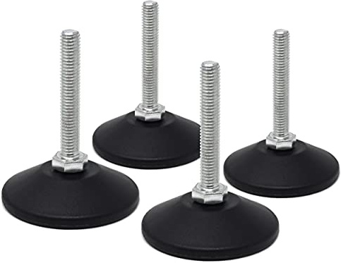 Design61 4 tornillos de ajuste con tornillo de ajuste fijo, M10 x 50 mm, galvanizado, diámetro de 55 mm