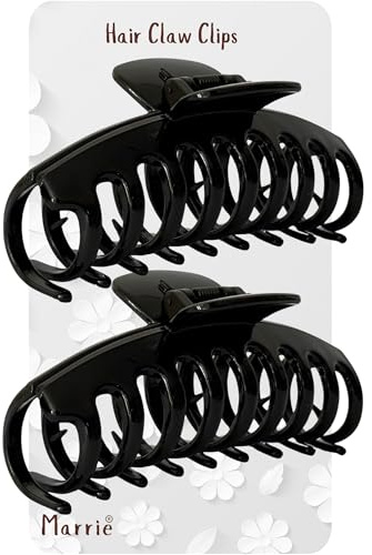 Marrie Large Hair Claw Clips for Thick Hair Nonslip Jumbo Hair Clamp Strong Big Hold Jaws Hair Styling Accessories for Women Girls Size 4.3 Inches (Black)
