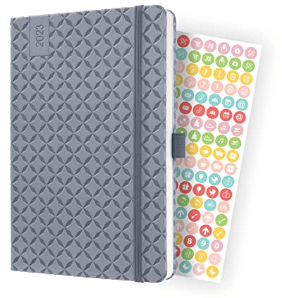 SIGEL J3121 Wochenkalender Jolie 2023 - ca. A5 - hellgrau - Hardcover - Gummiband, Stiftschlaufe, Einstecktasche - 174 Seiten - FSC-zertifiziert - Terminplaner