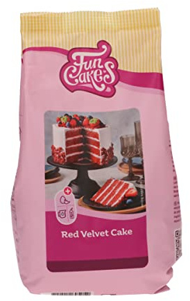 FunCakes Mix für Red Velvet Cake Backmischung, 500 g | Rote-Samt Kuchenmischung, Einfach zu verwenden, Weichen und luftigen Samtrottöte Torte und feinem Schokoladengeschmack