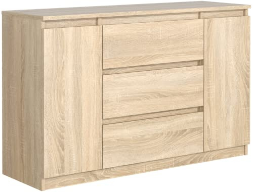 meble masztalerz Kommode 120, 3 Schublade und 2 Türen, Sonoma | Kommodenschrank 120, 4x78, 2x39 cm, Moderne Schubladenschrank, Sideboard für Wohnzimmer, Flur & Schlafzimmer