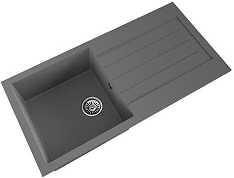 Liquida ELL10GR 1.0 Bowl Comite Reversible Inset Grey Kitchen Sink with Waste