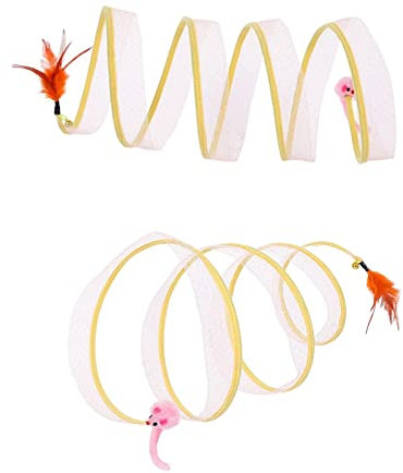 Spiral-Katzentunnel, zusammenklappbar, mit Feder, tragbar, für kleine Haustiere, Katzen, Welpen, Kätzchen, 2 Stück